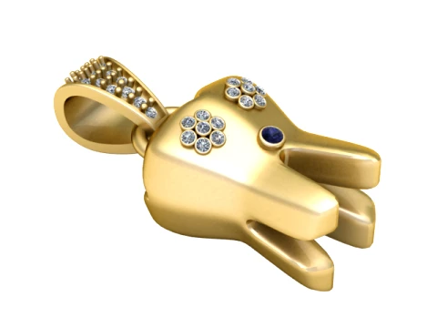 Elephant Gold Gem Pendant 3D Print Model