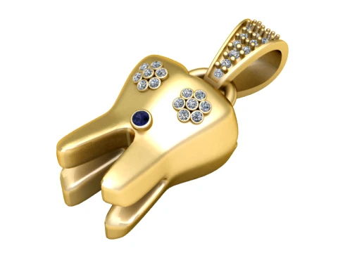 Elephant Gold Gem Pendant 3D Print Model
