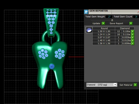 Elephant Gold Gem Pendant 3D Print Model