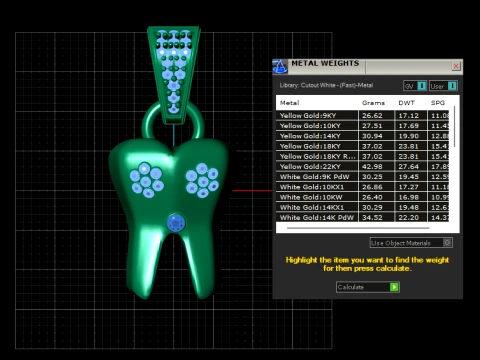 Elephant Gold Gem Pendant 3D Print Model