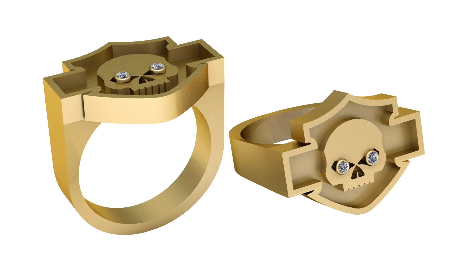 Skull Cross Gold Ring 3D Print Model .c4d .max .obj .3ds .fbx .stl .blend 