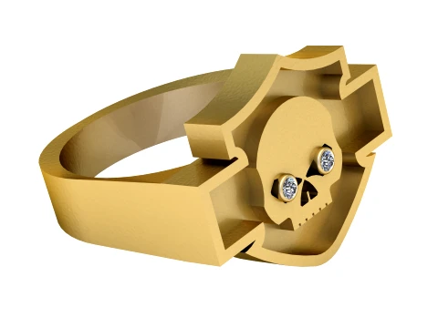 Skull Cross Gold Ring 3D Print Model