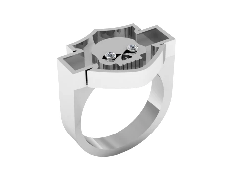 Skull Cross Gold Ring 3D Print Model