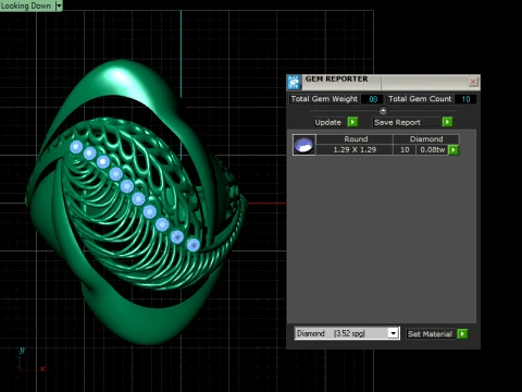 Feather Diamond Gold Ring 3D Print Model