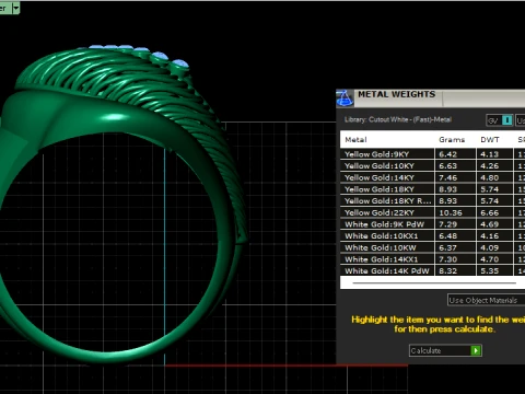 Feather Diamond Gold Ring 3D Print Model