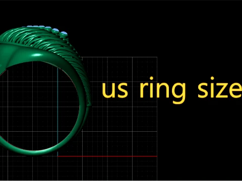 Feather Diamond Gold Ring 3D Print Model