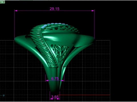 Feather Diamond Gold Ring 3D Print Model