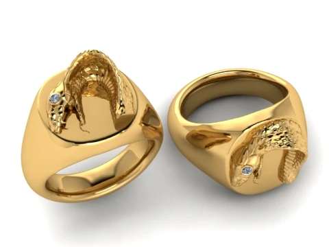 Crocodile Gold Signet Ring 3D Print Model
