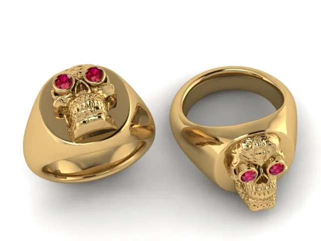 Ruby Skull Gold Ring 3D Print Model .c4d .max .obj .3ds .fbx .stl .blend 