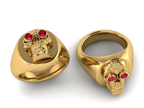 Ruby Skull Gold Ring 3D Print Model