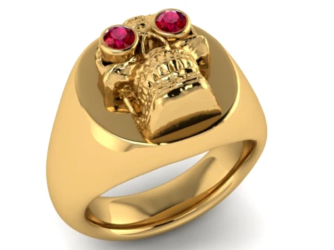 Ruby Skull Gold Ring 3D Print Model