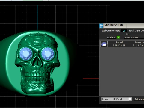 Ruby Skull Gold Ring 3D Print Model