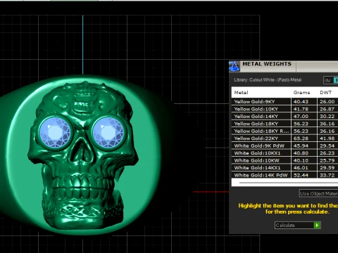 Ruby Skull Gold Ring 3D Print Model