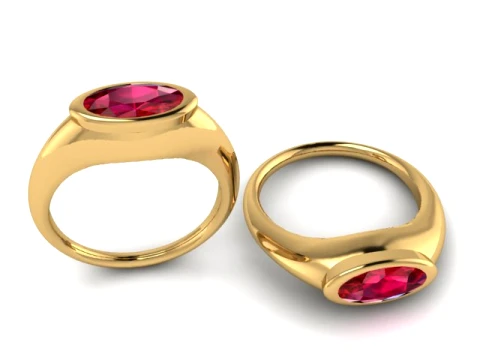 Robijn ovale gouden ring 3D printmodel