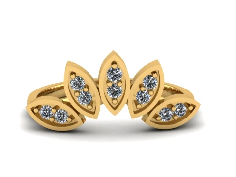 Leaf Diamond Gold Ring 3D Print Model