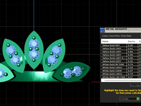 Leaf Diamond Gold Ring 3D Print Model