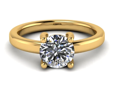 Diamond Solitaire Gold Ring 3D Print Model