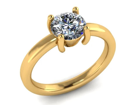 Diamond Solitaire Gold Ring 3D Print Model