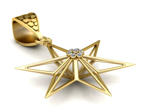 Star Diamond Gold Pendant 3D Print Model