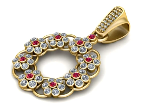 Bloemen Ruby gouden hanger 3D printmodel