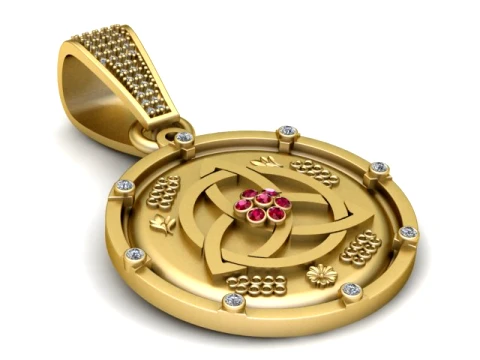 Ruby Geometric Gold Pendant 3D Print Model