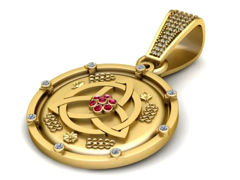 Ruby Geometric Gold Pendant 3D Print Model