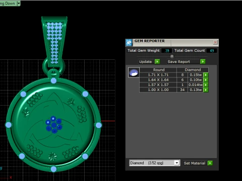 Ruby Geometric Gold Pendant 3D Print Model