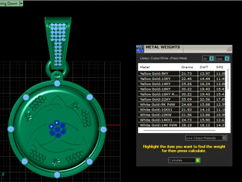 Ruby Geometric Gold Pendant 3D Print Model
