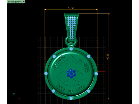 Ruby Geometric Gold Pendant 3D Print Model