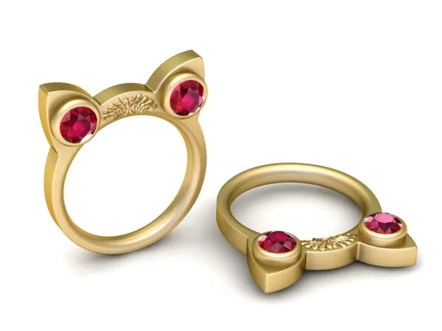 Ruby Cat Ear Ring 3D Print Model .c4d .max .obj .3ds .fbx .stl .blend 