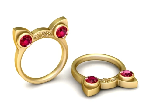 Ruby kat oorring 3D printmodel