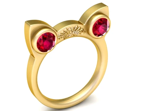 Ruby Cat Ear Ring 3D Print Model