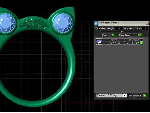 Ruby Cat Ear Ring 3D Print Model