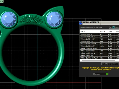 Ruby Cat Ear Ring 3D Print Model