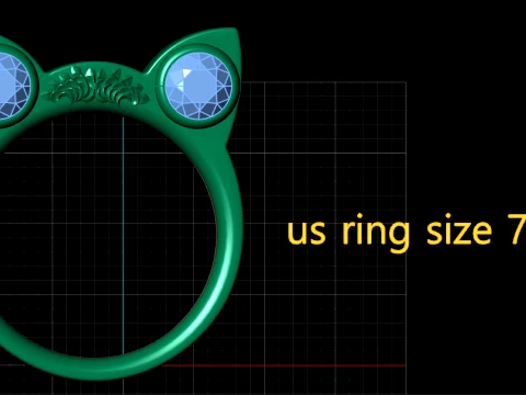 Ruby Cat Ear Ring 3D Print Model