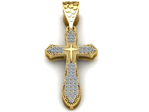 Diamant-Kreuz-Goldanh&auml;nger 3D Druckmodell