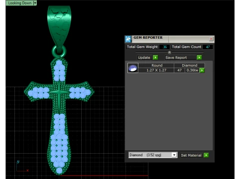 Diamond Cross Gold Pendant 3D Print Model
