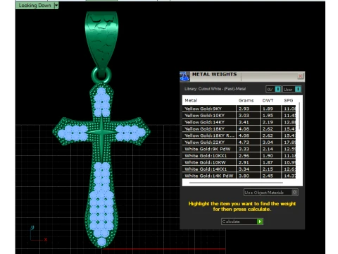 Diamond Cross Gold Pendant 3D Print Model