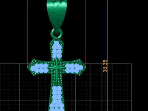 Diamond Cross Gold Pendant 3D Print Model
