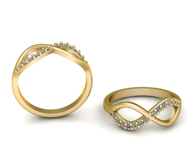 Infinity Diamond Gold Ring 3D Print Model .c4d .max .obj .3ds .fbx .stl .blend 
