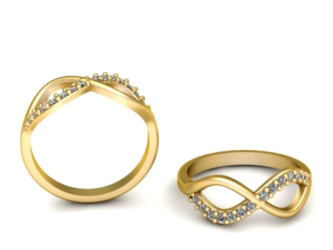 Infinity Diamond Gold Ring 3D Print Model