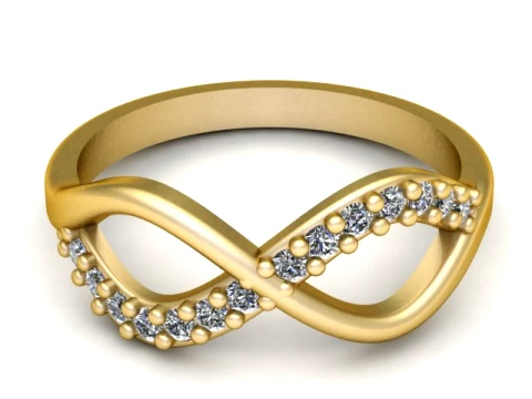 Infinity Diamond Gold Ring 3D Print Model