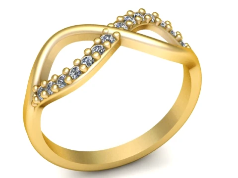 Infinity Diamond Gold Ring 3D Print Model