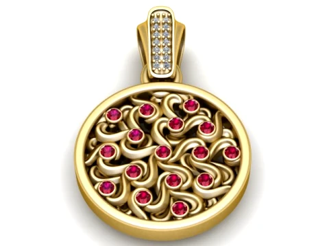 Ruby Swirl Gold Pendant 3D Print Model