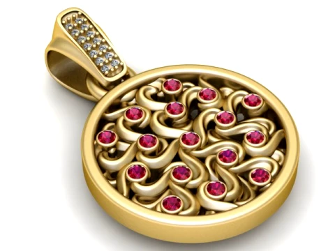 Ruby Swirl Gold Pendant 3D Print Model