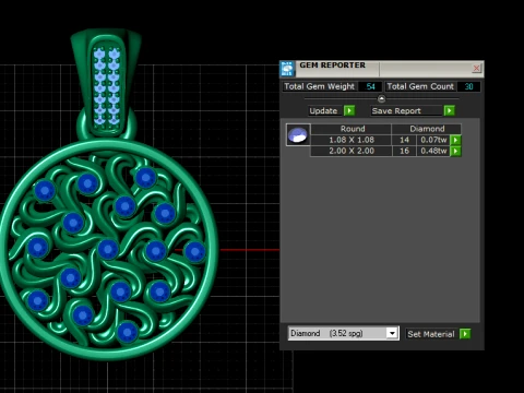 Ruby Swirl Gold Pendant 3D Print Model