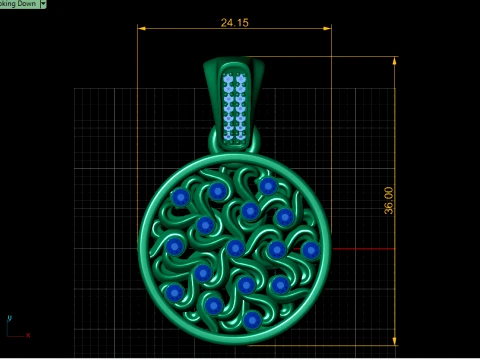 Ruby Swirl Gold Pendant 3D Print Model