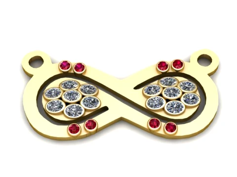 Infinity Floral Gold Pendant 3D Print Model