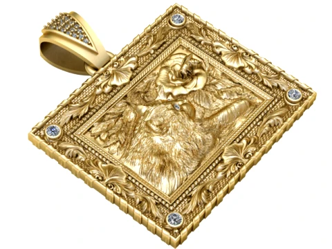 Ornate Cat Gold Pendant 3D Print Model