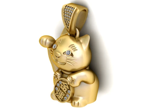Золотий кулон Lucky Cat 3D Принт Модель
